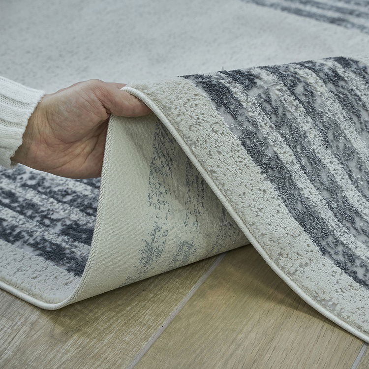  Apex Lucca Çizgi Desen Makine Halısı 120x180 - Bej/Gri