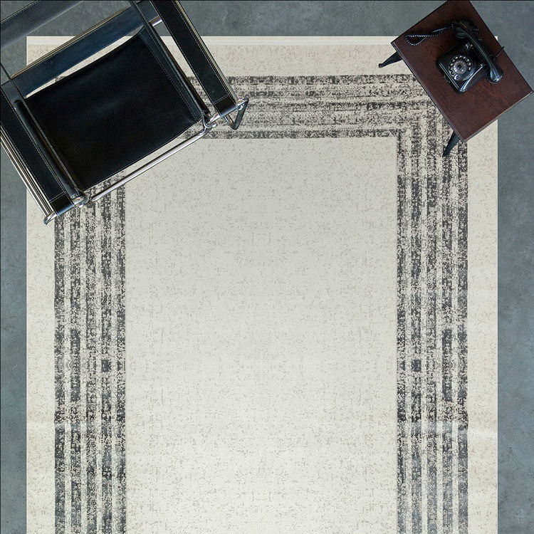  Apex Lucca Çizgi Desen Makine Halısı 120x180 - Bej/Gri