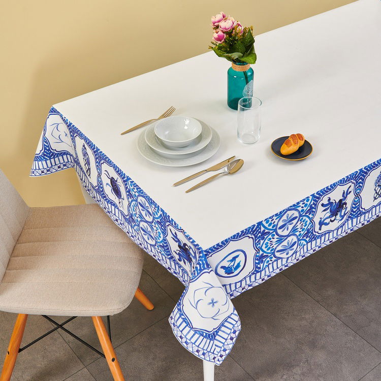  Nuvomon Blue Blank Süet Dokulu Masa Örtüsü - 140x220 cm