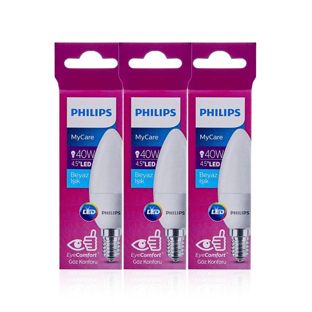  Philips Led Candle 40W B35 E14 CDL FR ND 3BL 3'Lü Ampul