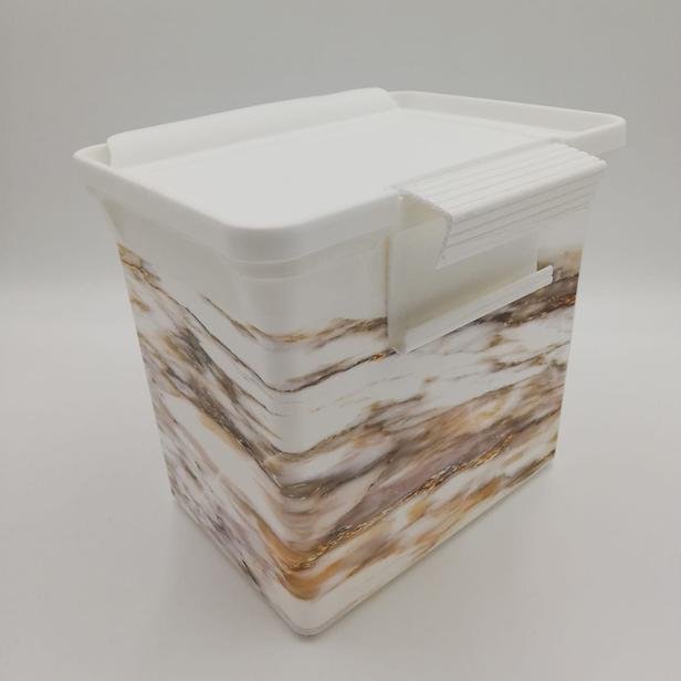  Qutu Trash Bin Marble Mutfak Çöp Kovası - 5 lt