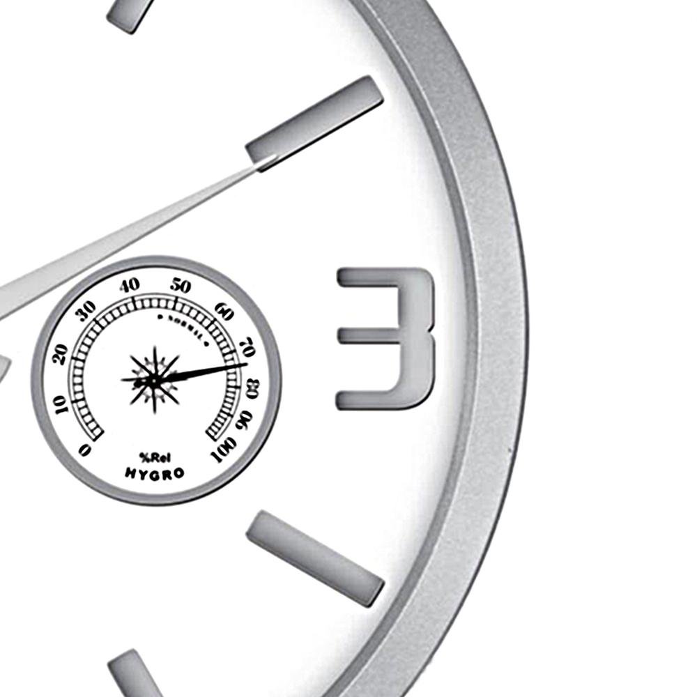  Galaxy Termometreli Duvar Saati - Beyaz / Gümüş - 38 cm