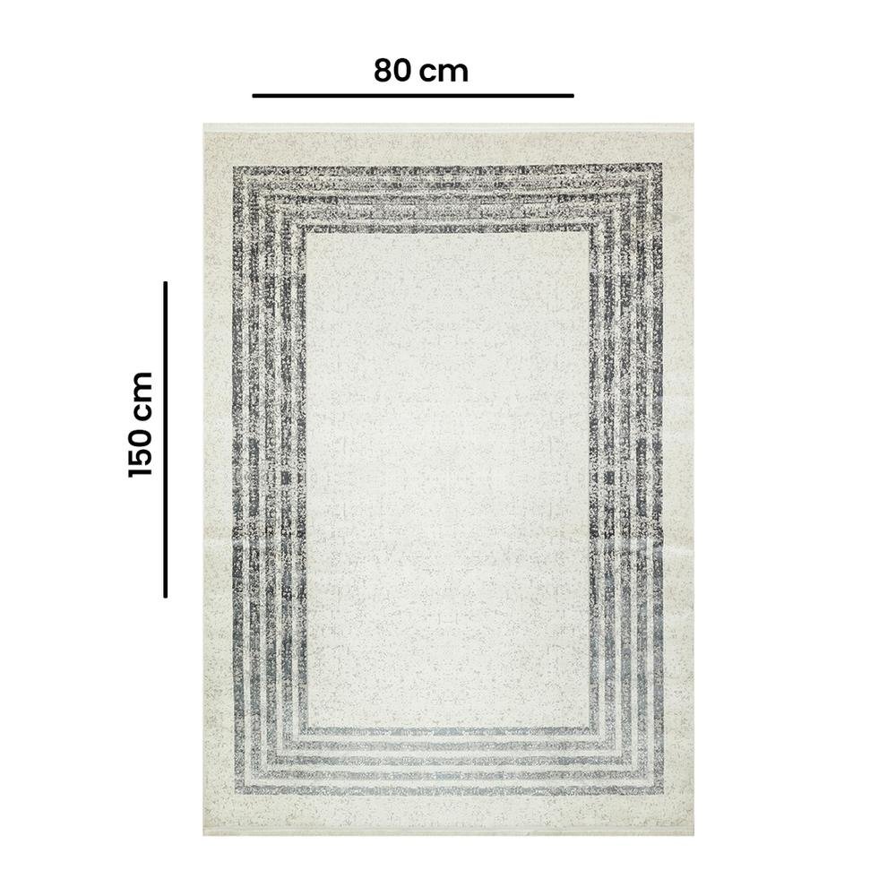  Apex Lucca Çizgi Desen Makine Halısı - Bej / Gri - 80x150 cm