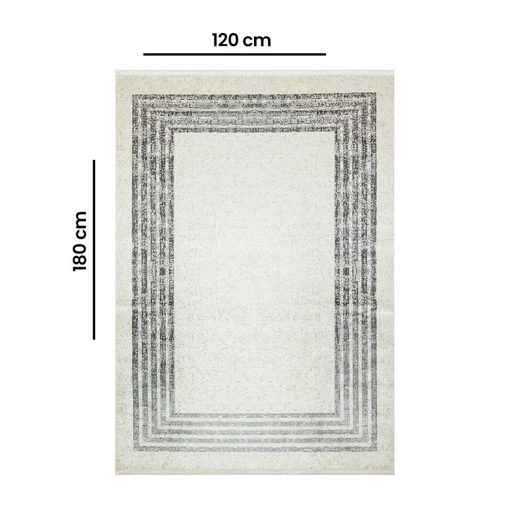  Apex Lucca Çizgi Desen Makine Halısı 120x180 - Bej/Gri