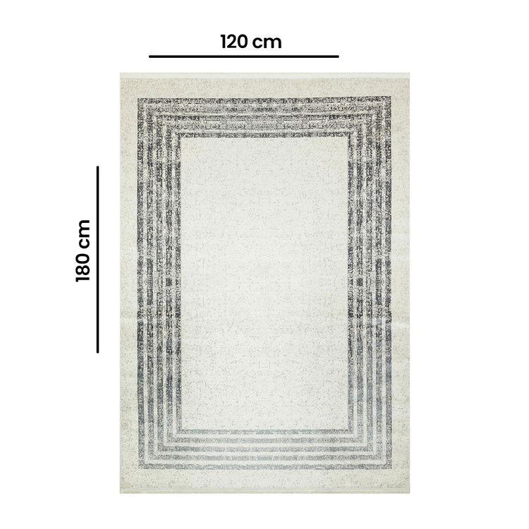  Apex Lucca Çizgi Desen Makine Halısı 120x180 - Bej/Gri