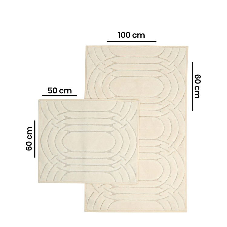  Nuvomon Bluenity Star Light 2'li Banyo Paspası - Ekru - 60x100 cm + 50x60 cm