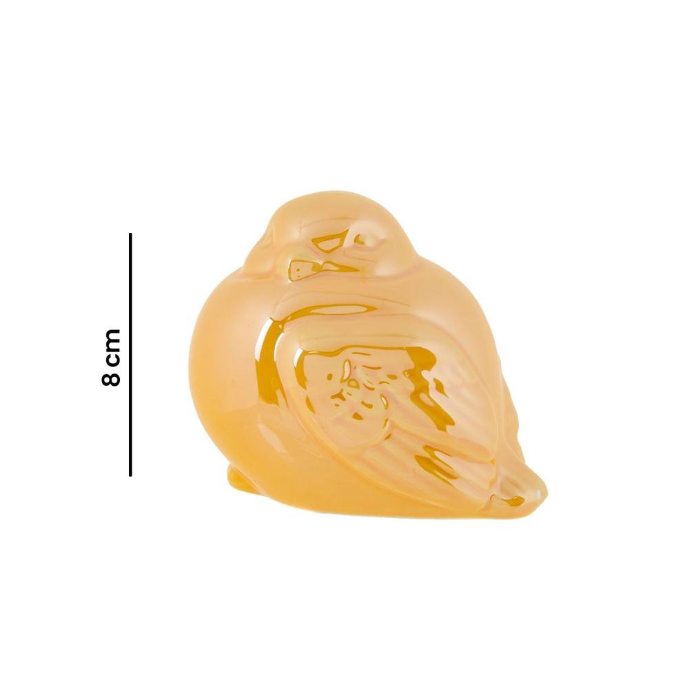  KPM İnci Efekli Seramik Kuş Biblosu Sarı 8 cm