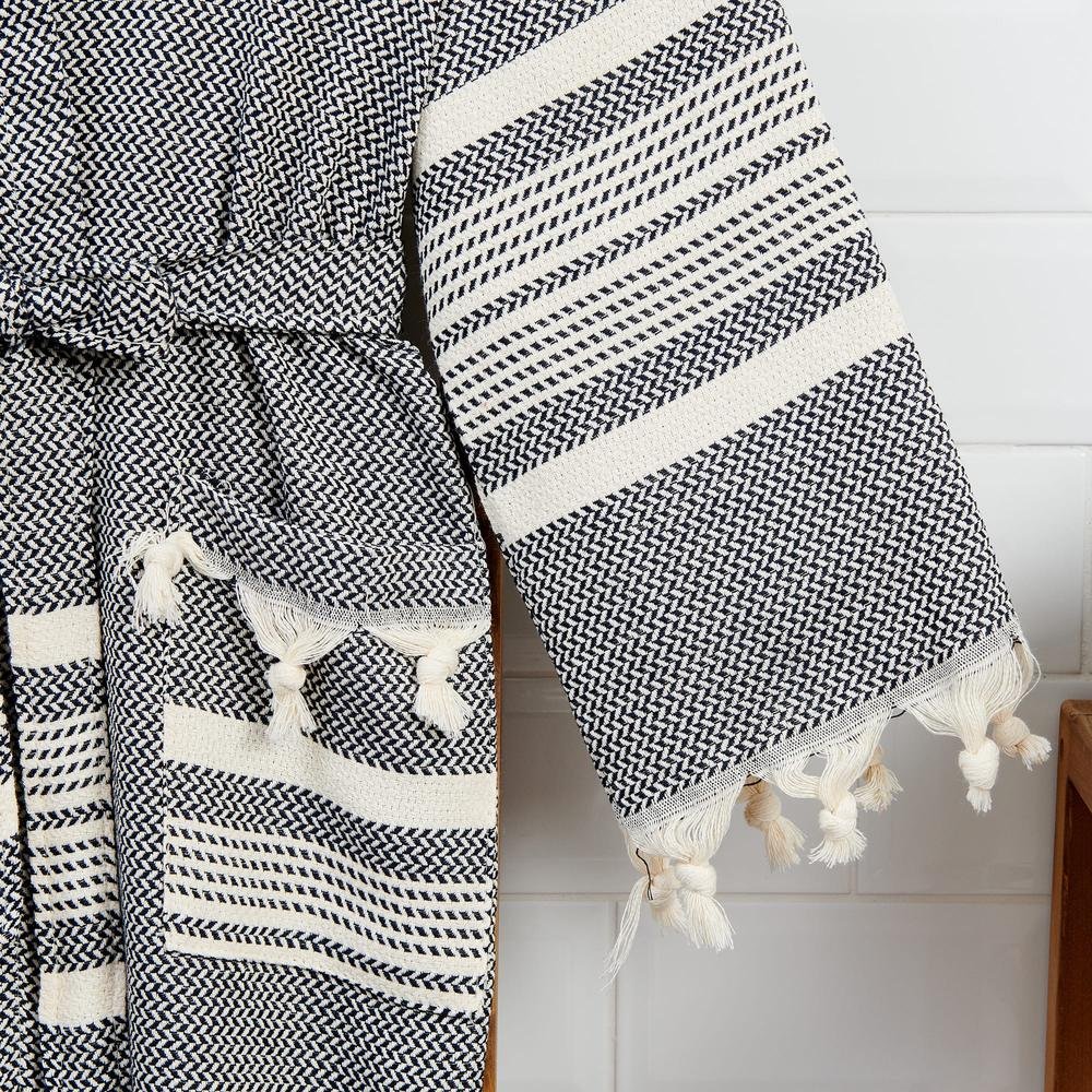  Gözde Tekstil Pamuklu Giyilebilir Peştamal - 90x170 cm - L Beden - Siyah Çizgili