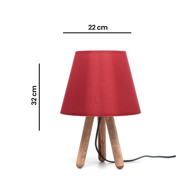  D-Light Tripod Ahşap Örme Abajur - Bordo