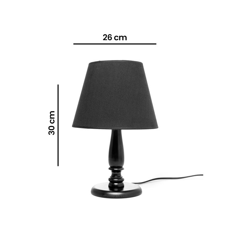  Safir Light Ahşap Abajur - Siyah Ceviz Ayak / Siyah Şapka