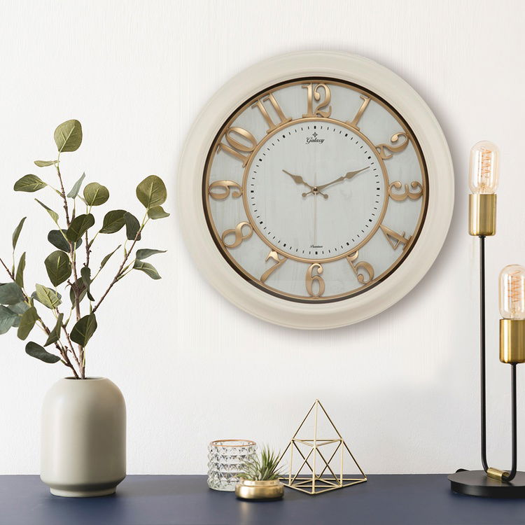  Galaxy Kabartma Rakam Duvar Saati - Beyaz - 46 cm