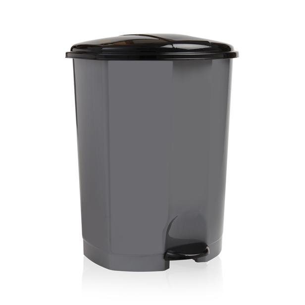  Plastik Dünyası Pedallı Çöp Kovası - Siyah/ Gri -30 lt