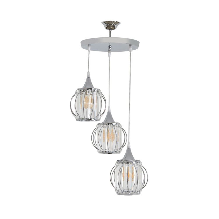 Nisa Luce Lily 3'lü Kristal Avize - Krom