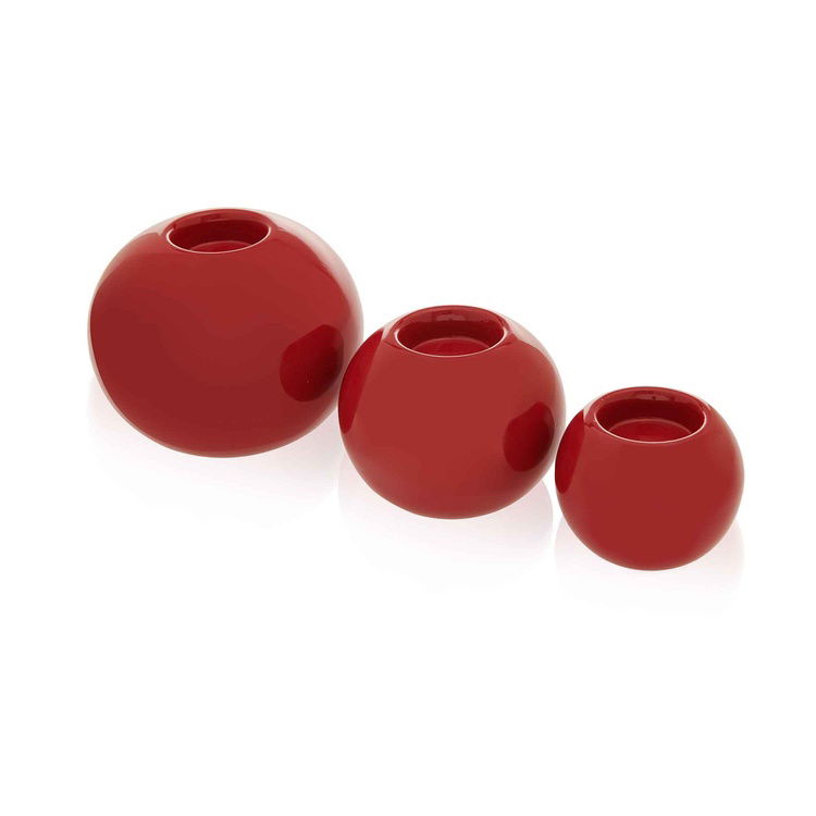  Yedi Home & Decor 3'lü Mumluk - Kırmızı