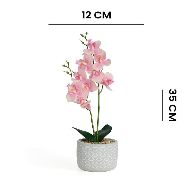 Objevi Beton Saksıda Real Touch Orkide - Açık Pembe - 12x35 cm