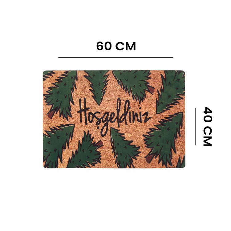  Giz Home Peppina Kapı Önü Paspası - Hoşgeldiniz Ağaçlar - 40x60 cm