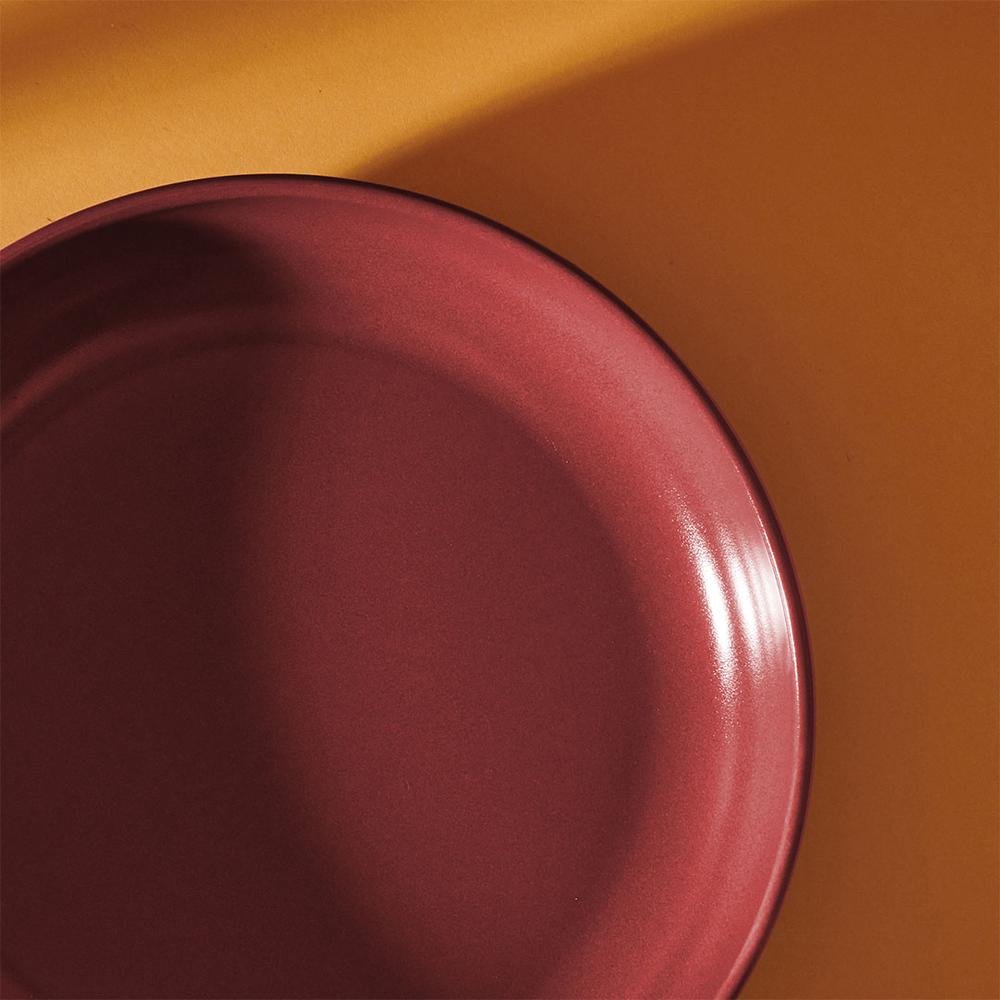  Keramika Nordic Çukur Tabak - Kırmızı - 22 cm