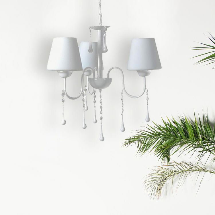  Safir Light Kuğu 3’lü Boncuklu Avize - Beyaz