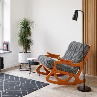 Furmet Modüler Cozy Sallanan Sandalye ve TV Koltuğu - Meşe / Siyah Kazayağı
