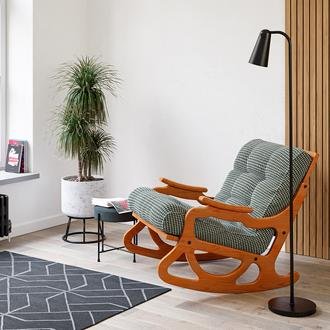 Furmet Modüler Cozy Sallanan Sandalye ve TV Koltuğu - Meşe / Haki Kazayağı