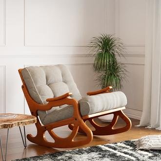 Furmet Modüler Cozy Sallanan Sandalye ve TV Koltuğu - Meşe / Açık Bej