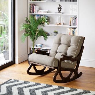 Furmet Modüler Cozy Sallanan Sandalye ve TV Koltuğu - Ceviz / Açık Bej