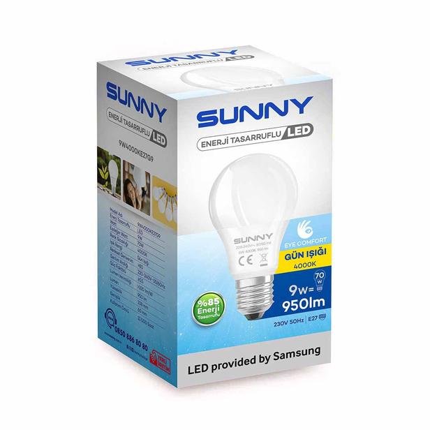  Sunny 9W 950Lm Led Ampul - 4000K Gün Işığı