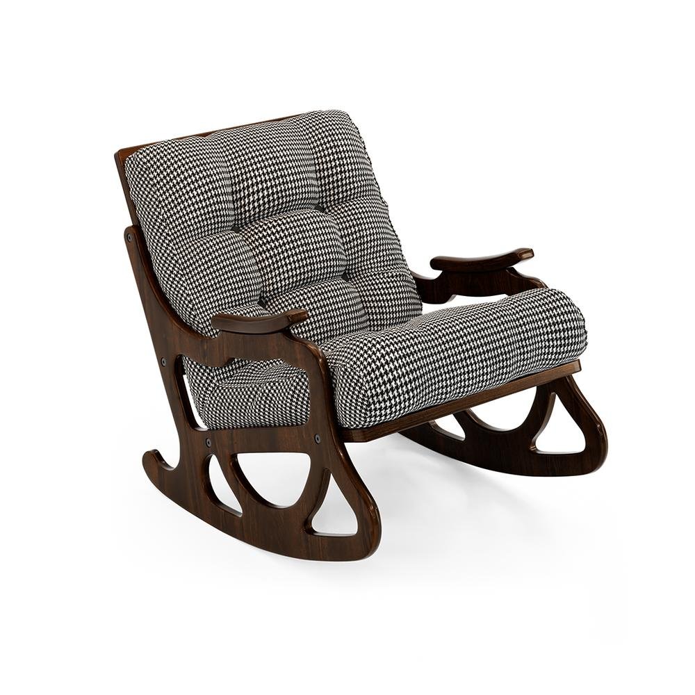  Furmet Modüler Cozy Sallanan Sandalye ve TV Koltuğu - Ceviz / Siyah Kazayağı