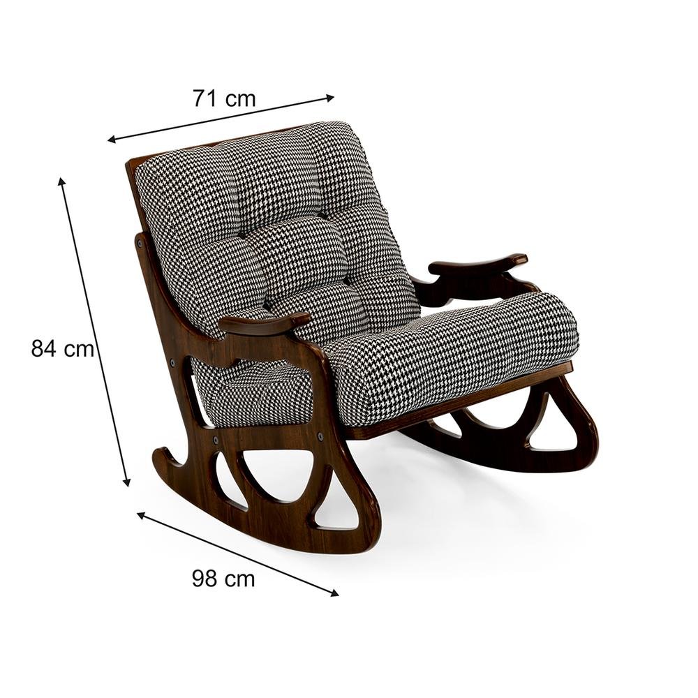  Furmet Modüler Cozy Sallanan Sandalye ve TV Koltuğu - Ceviz / Siyah Kazayağı
