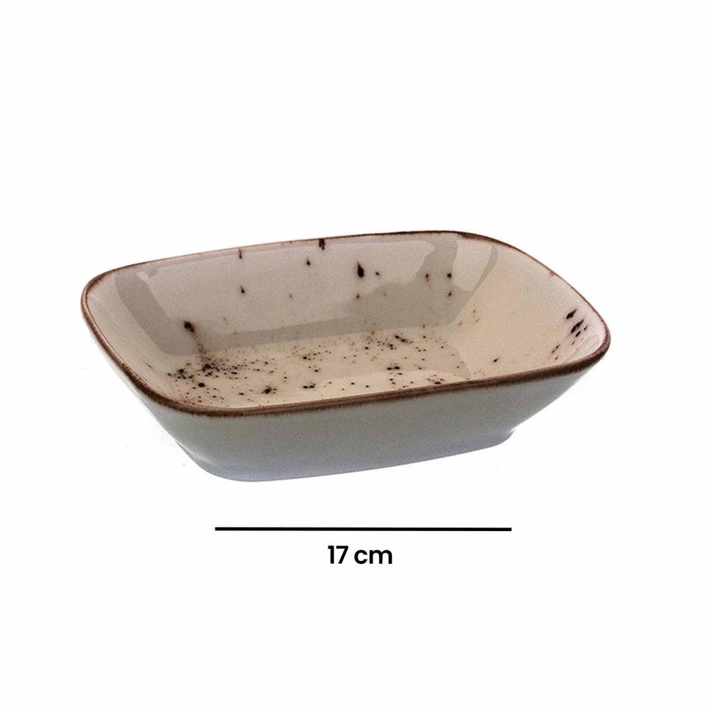  Tulu Porselen Kare Kayık Tabak - Krem - 17 cm