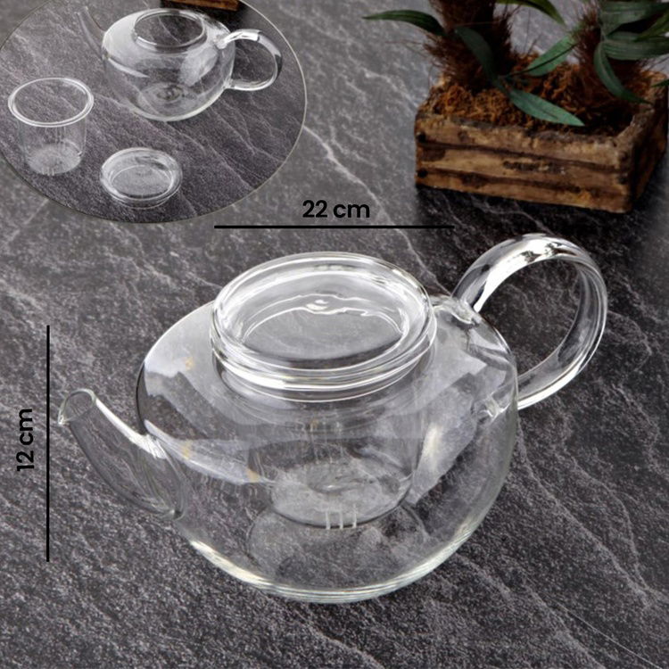  Tohana Borosilikat Süzgeçli Cam Demlik - 800 ml