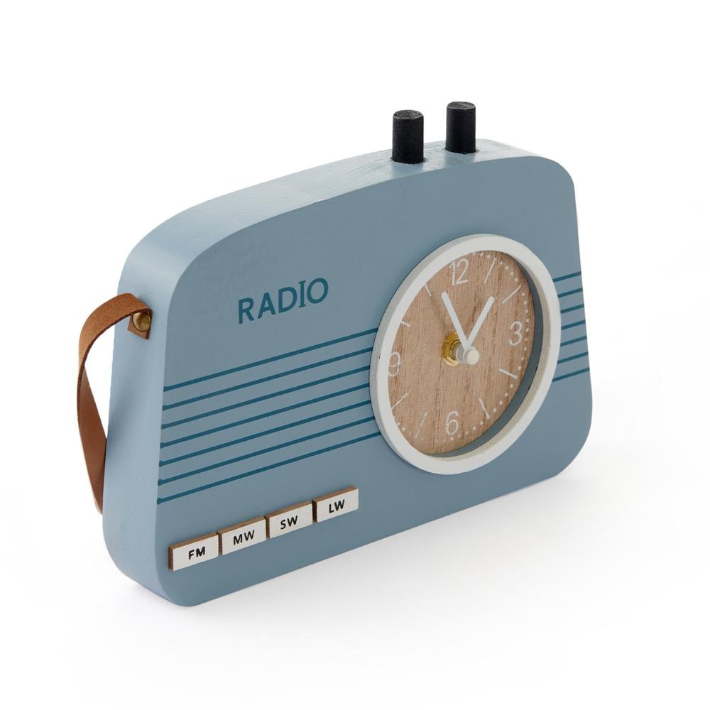  KPM Radyo Temalı Dekoratif Saat - Mavi - 21 cm