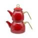  Tohana Emaye Rölyefli Çaydanlık - Kırmızı