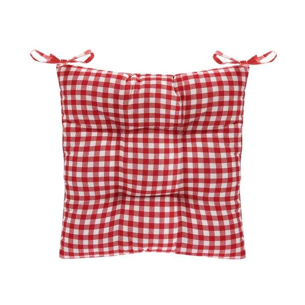  Nuvomon Kareli Sandalye Minderi - Kırmızı - 40x40 cm