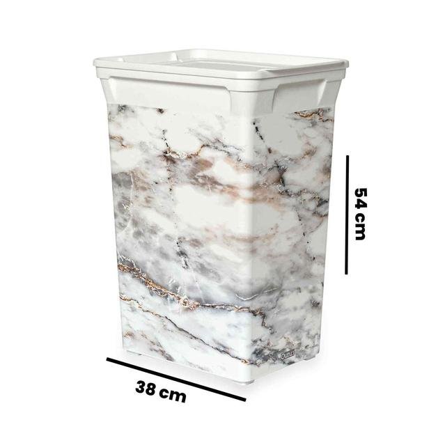  Qutu Trash Bin Marble Mutfak Çöp Kovası - 40 Litre