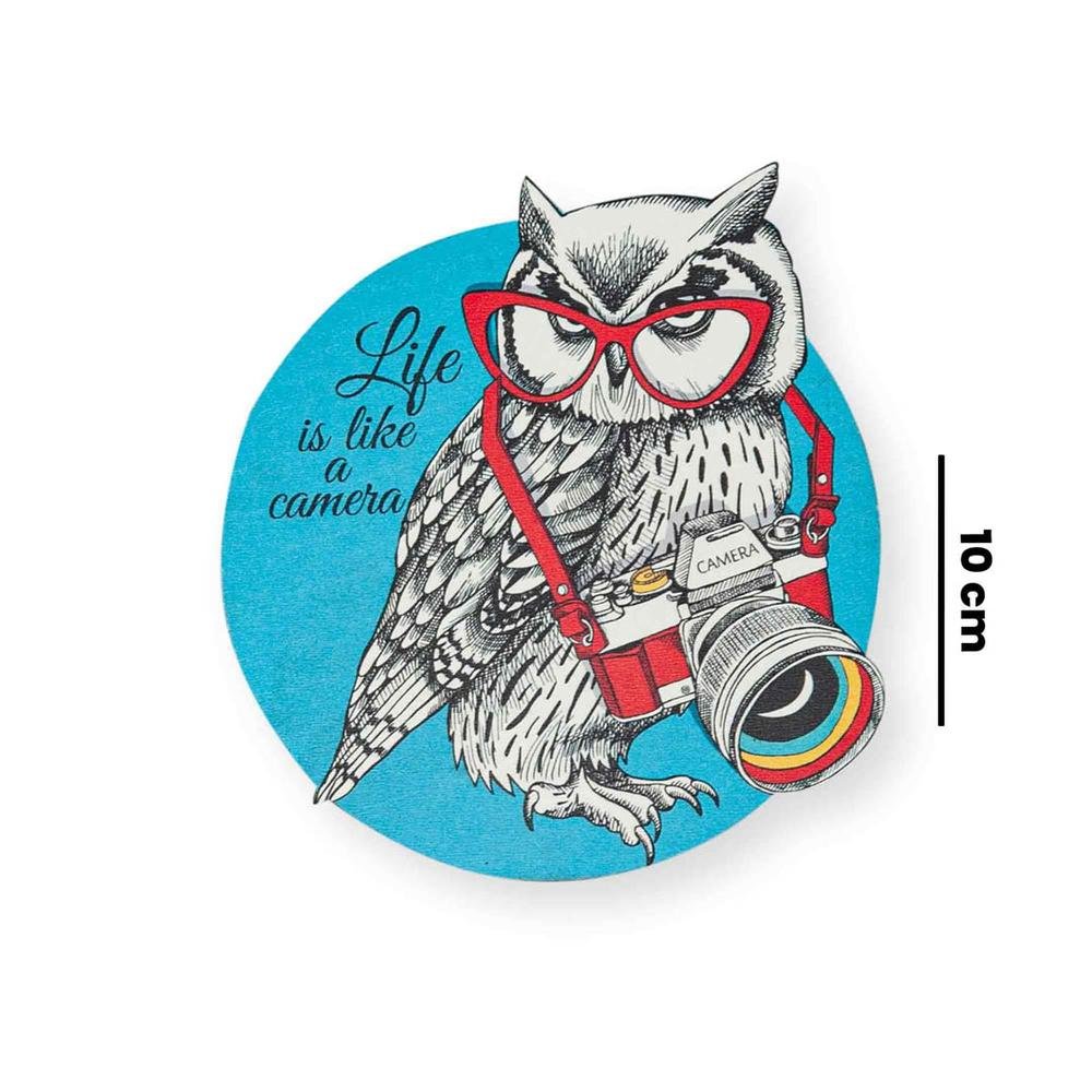  Myros Owl Ahşap Bardak Altlığı Magnet