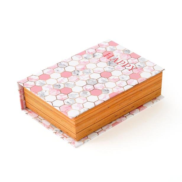  4Nio Dekoratif Happy Kitap Kutu - Pink - 15x10 cm