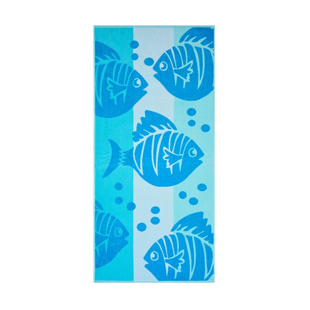  Nuvomon Balıklı Plaj Havlusu - Mavi - 70x150 cm