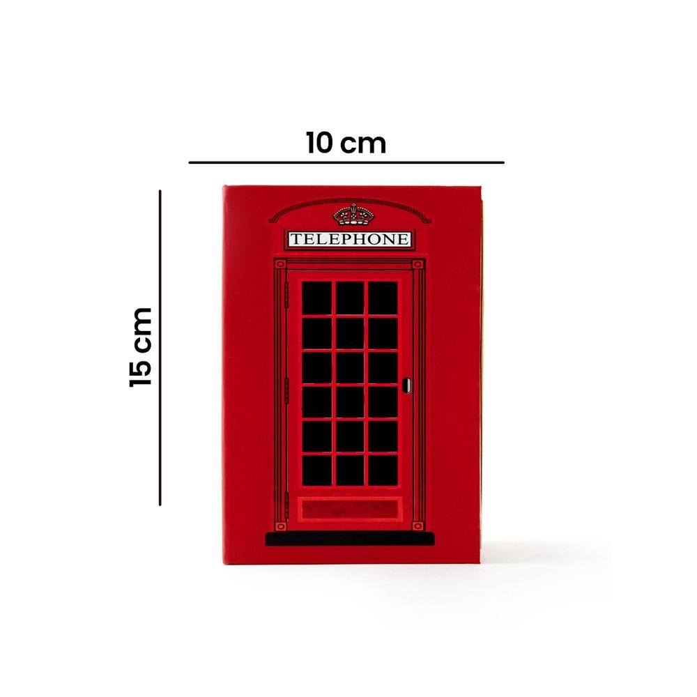  4Nio Dekoratif London Kitap Kutu - Kırmızı - 15x10 cm