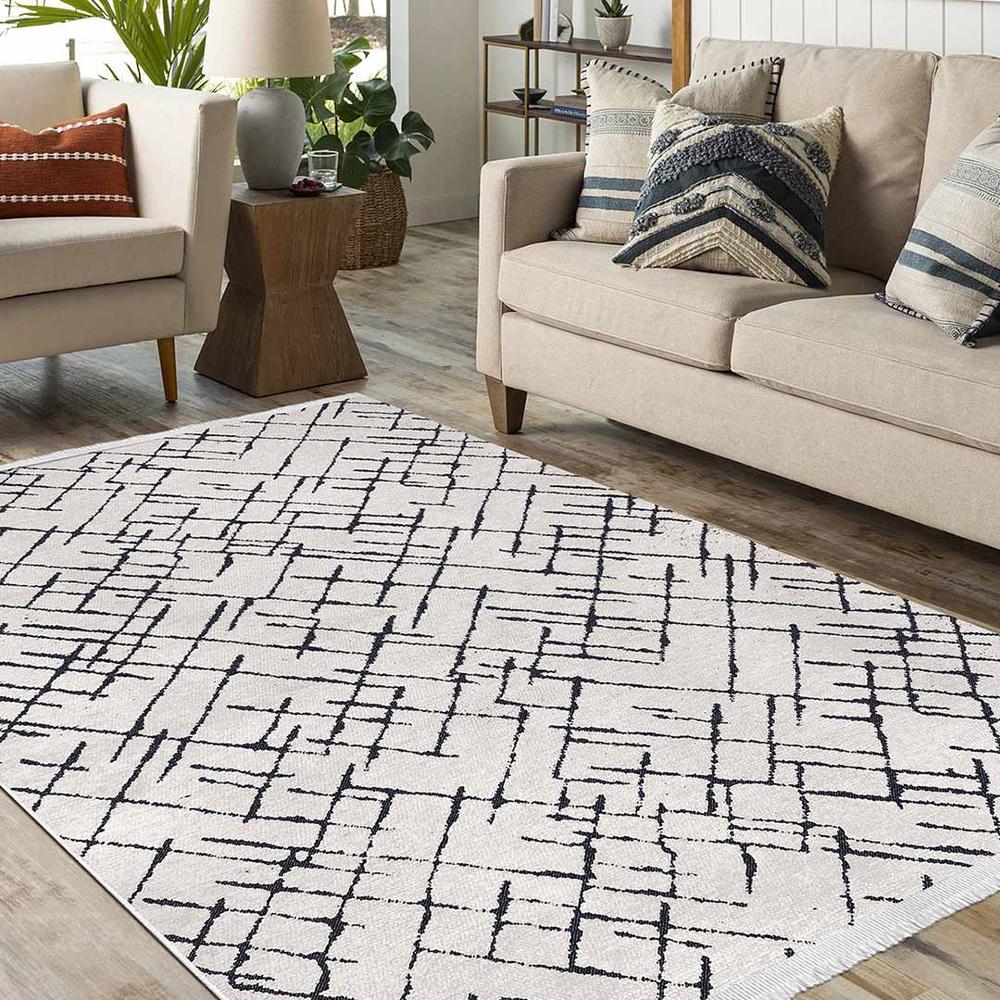  Crea Rain Çizgili Beyaz Kilim 7328 - 100x200 cm