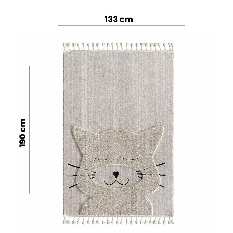  Empera Kids Kitty Kedi Figürlü Çocuk Odası Halısı - Bej - 133x190 cm