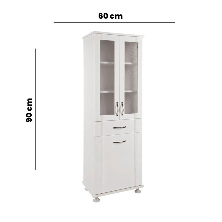  Sivas Gözde 4 kapak Tek Çekmece Sepetli Lake Banyo Dolabı - Beyaz