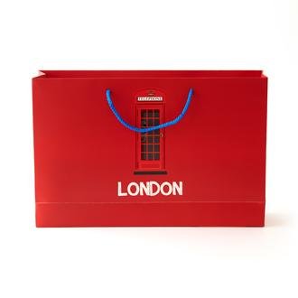4Nio London Yatay Hediye Çantası - Kırmızı - 38x25 cm