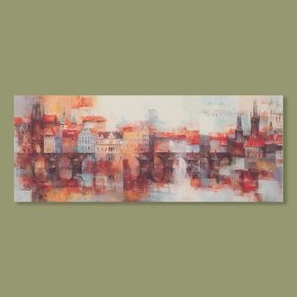 Q-Art Kanvas Tablo Houses - 40x100 cm