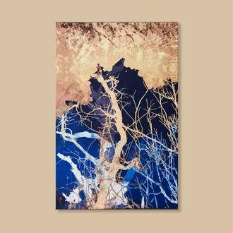Q-Art Dekoratif Golden Tree Kanvas Tablo - 90x60 cm