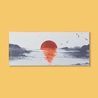 Q-Art Dekoratif Sunset Kanvas Tablo - 50x120 cm