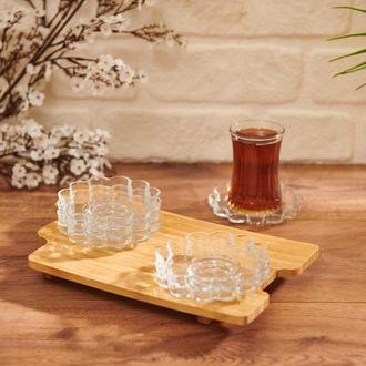 Paşabahçe Papatya 6'lı Çay Tabağı - Şeffaf - 11 cm