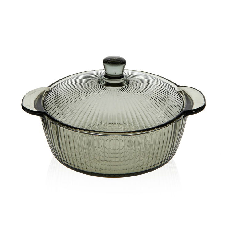  Deli Glassware Kapaklı Cam Tencere - 950 ml