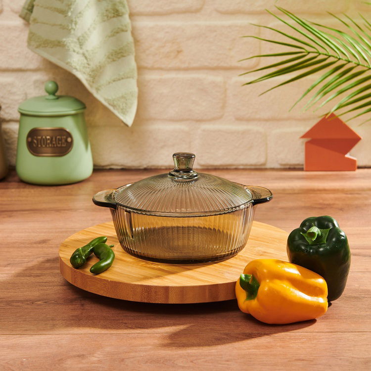  Deli Glassware Kapaklı Cam Tencere - 950 ml