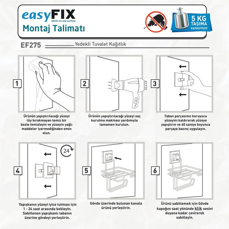  Teknotel Easy Fix Yedekli Tuvalet Kağıtlığı